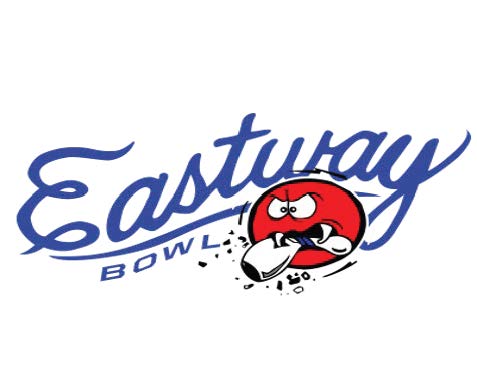 Flyer for Bowling Clinic at Eastway Bowl featuring Marshall Kent and Zach Wilkins on August 19